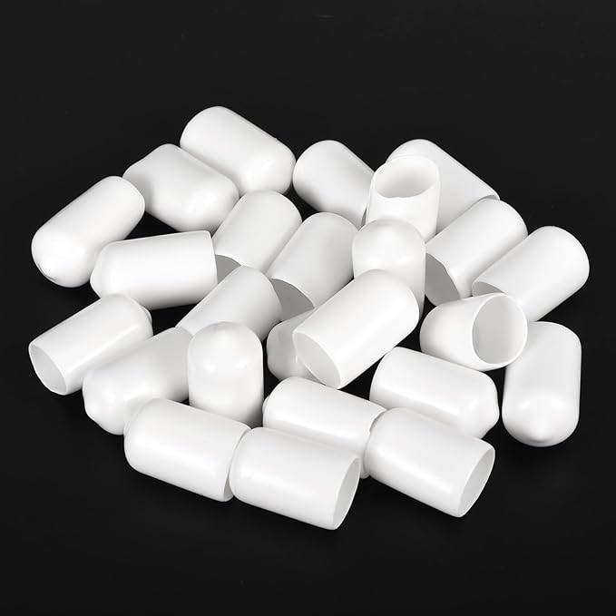 uxcell 20pcs Rubber End Caps 12mm(1/2 inch) ID Vinyl Round End Cap Cover Screw Thread Protectors White