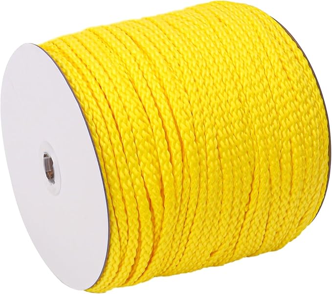 Polypropylene Rope - 1/4 Inch Yellow Nylon Rope, 500 Feet Long - Ideal for Tarps, Tie-Downs, Home Improvement & Hardware Needs