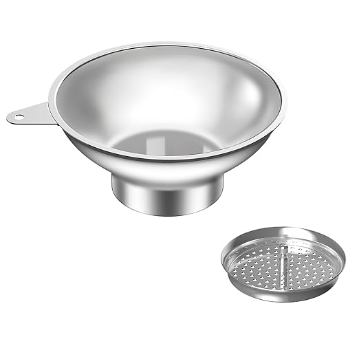 Canning Funnel with Strainer - Wide Mouth Stainless Steel Kitchen Funnel for Mason Jars, Transferring Liquids, Dry Ingredients, Canning & Preserves