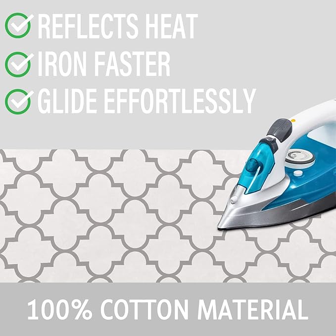 Ironing Board Cover and Pad 15x54 Inch Standard Ironing Board Cover with Elastic Edge and Hook and Loop Fasteners Scorch and Stain Resistant Cotton Ironing Covers with Thick Padding