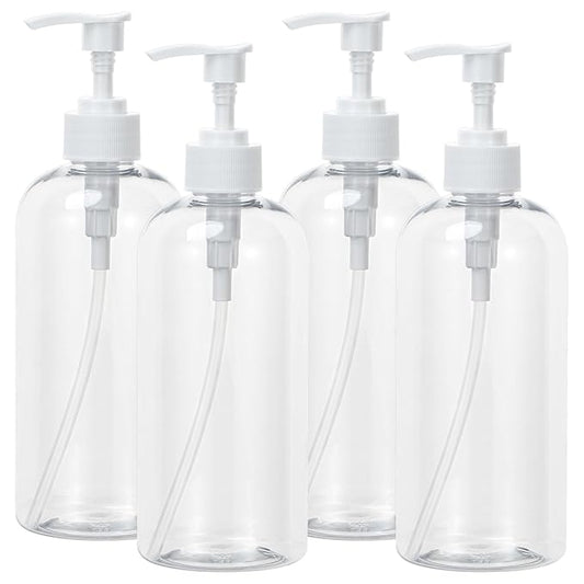 Yebeauty Pump Bottle Dispenser, 3 Pack 17oz/500ml Dish Lotion Soap Dispenser Plastic Liquid Shampoo Container for Bathroom Kitchen Hotel Body Wash, Clear