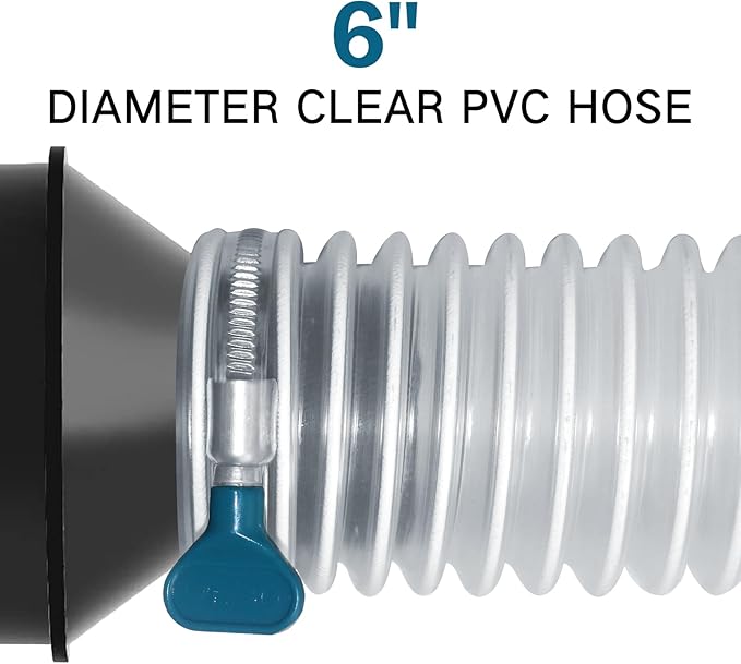 PVC Dust Collection Hose 6" x 5', Flexible Heavy PVC Fume Collection Hose with Carbon Steel Wire Coil for Dust Collection Systems, Woodworking, Workshops