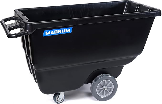 Magnum Tilt Truck, 1/2 Cu. Yd. Capacity Dump Cart with Non-Marking 12” Wheels & 5” Casters for Handling, Transporting on Construction Jobsites, 750 lbs, Trash Cart with Wheels DUC12T-NM-04PK (4-Pack)