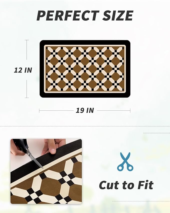 AMOAMI Coffee Mat Hide Stain Rubber Backed Absorbent Dish Drying Mat for Kitchen Counter - Fits Under Coffee Maker or Machine - PEANUT 12X19