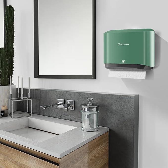 Paper Towel Holder Wall Mount: Commercial Paper Towel Dispenser for Multifold/Trifold/c Fold Hand Paper Towel, Adhesive Paper Towel Holder No-Hole Installation 200 Sheets