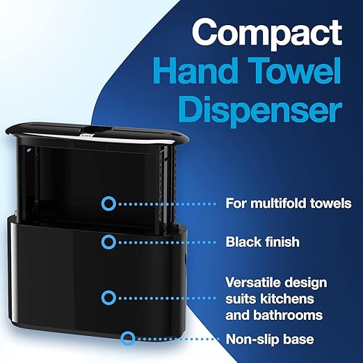 Tork Xpress Paper Towel Dispenser, Black, Single-Dispensing, Compatible with H2 Refills, Space-Saving Design (302028)