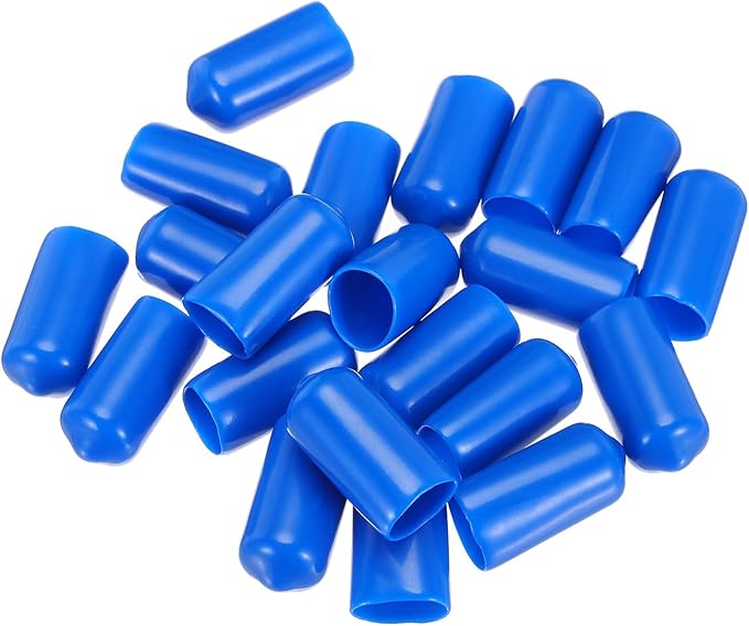 uxcell 20pcs Rubber End Caps 10mm(3/8") ID Vinyl PVC Round Tube Bolt Cap Cover Screw Thread Protectors,Blue