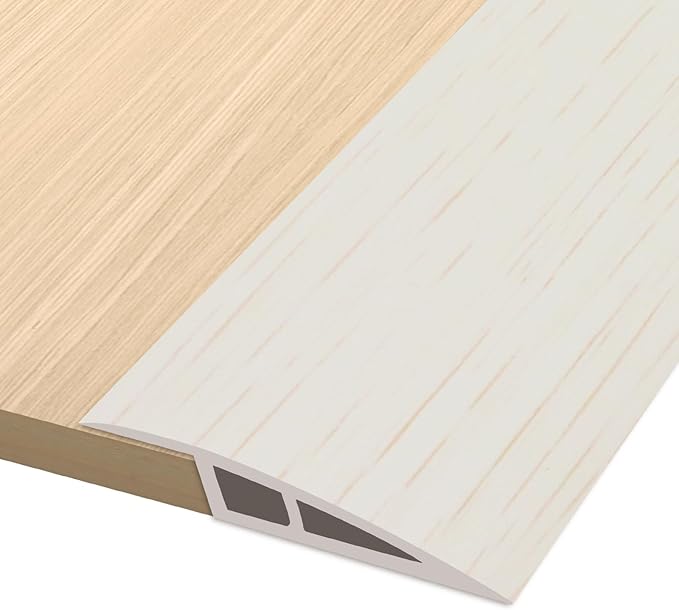 Vinyl Door Threshold Flooring Transition Strip Self Adhesive Carpet Edging Strip for Laminate Doorway Edge Threshold from 1/5" to 2/5" (Beige Wood Grain, 3.3 Ft)