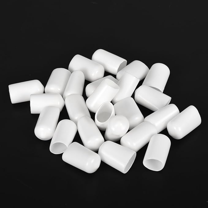 uxcell 20pcs Rubber End Caps 11mm ID Vinyl Round End Cap Cover Screw Thread Protectors White