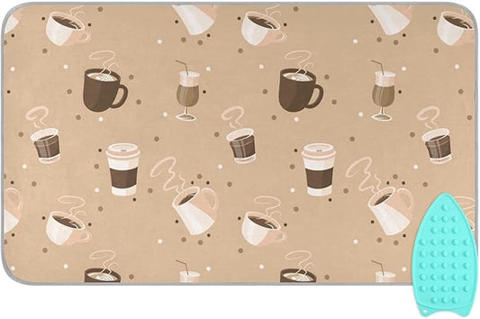Ironing Mat Portable Ironing Pad Ironing Blanket for Table Top Heat Resistance Double-Side Using Travel Large 47.2 x 27.6 Inch Foldable Lightweight Coffee Cup