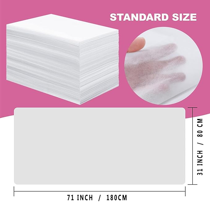 100 Pcs Disposable Bed Sheets 31" x 71" Massage Table Sheets Non Woven Fabric SPA Bed Cover Breathable for Massage Beauty Tattoos (100 Pcs White)