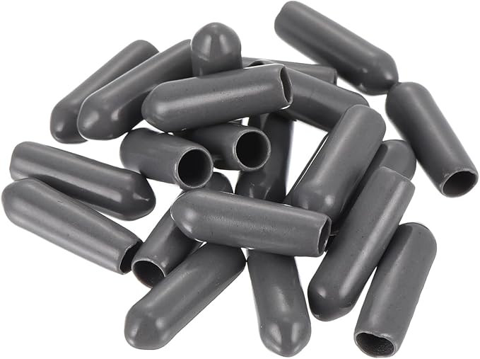 uxcell 20pcs Rubber End Caps 4mm ID Vinyl PVC Round Tube Bolt Cap Cover Screw Thread Protectors Dark Grey