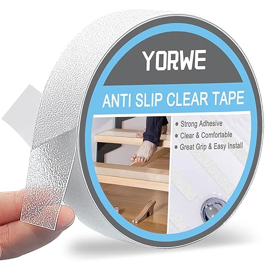 Anti Slip Tape Transparent, More Clear and Comfortable Safety Track Tape (1" Width x 190" Long, Clear)