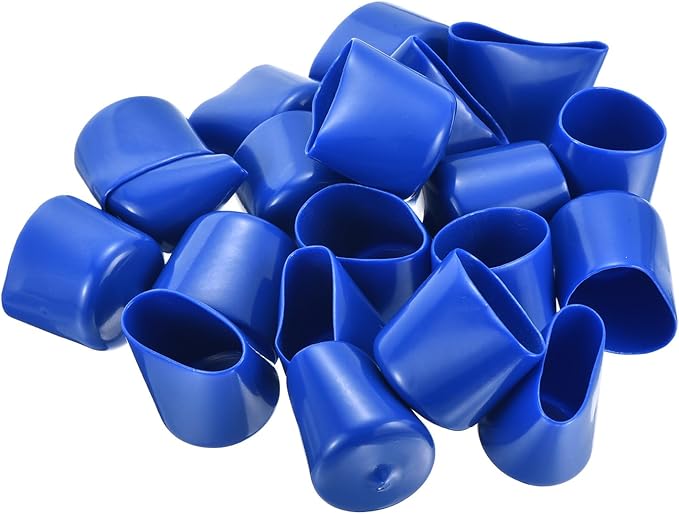 uxcell 20pcs Rubber End Caps 30mm ID Vinyl PVC Round Tube Bolt Cap Cover Screw Thread Protectors Blue