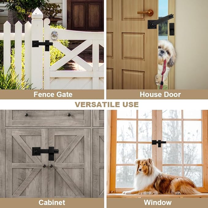2 Pack Flip Gate Latch Lock 6'' Adjustable Barn Door Lock Hardware Safety Rustic Gate Lock for Ourdoor Wooden Fence, Cabinet, Shed, Sliding Doors