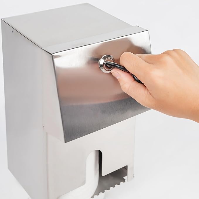 Commercial Toilet Paper Tissue Dispenser Dual Rolls Toilet Paper Holder with Lock,Heavy Duty Stainless Steel Touchless Automatic Paper Towel Dispenser with Shelf Wall Mount for Bathroom/Restroom