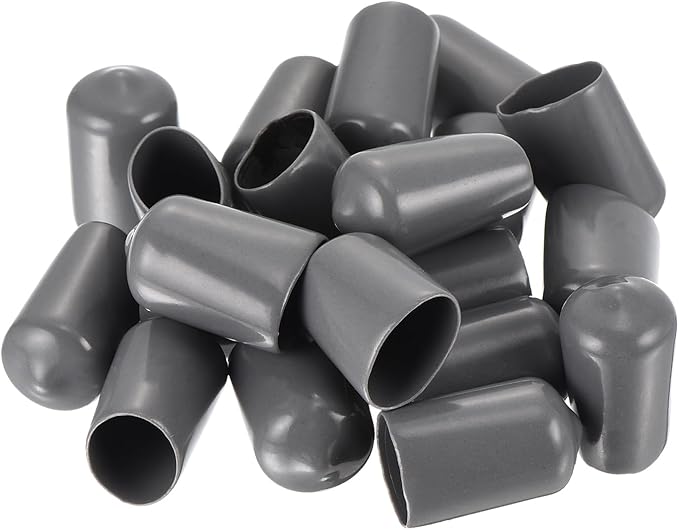 uxcell 20pcs Rubber End Caps 13mm ID Vinyl PVC Round Tube Bolt Cap Cover Screw Thread Protectors Dark Grey
