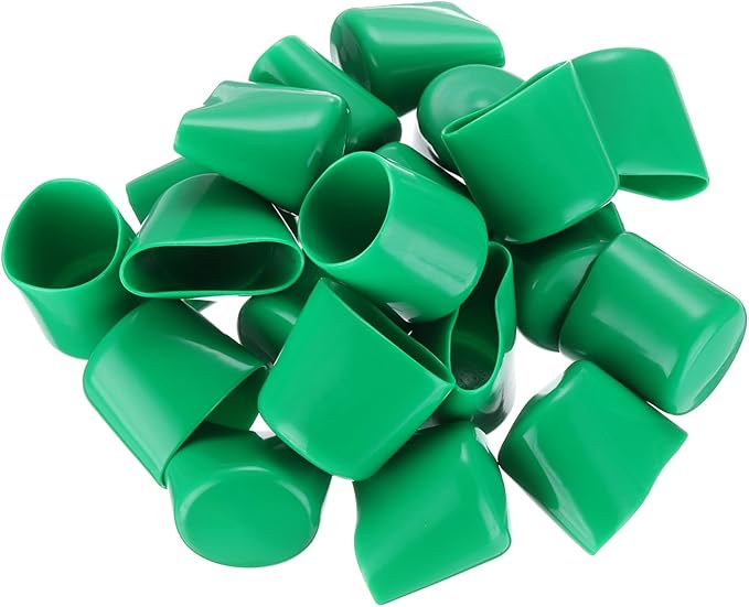 uxcell 20pcs Rubber End Caps 38mm(1 1/2") ID Vinyl PVC Round Tube Bolt Cap Cover Screw Thread Protectors Dark Green