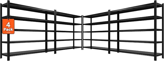 48.2" W Garage Shelving 3000LBS Storage Shelves Heavy Duty Garage Storage Shelves Adjustable 5 Tier Metal Shelves for Storage Industrial Heavy Duty Shelving Utility Shelf 24.2"Dx48.2"Wx 72.2"H