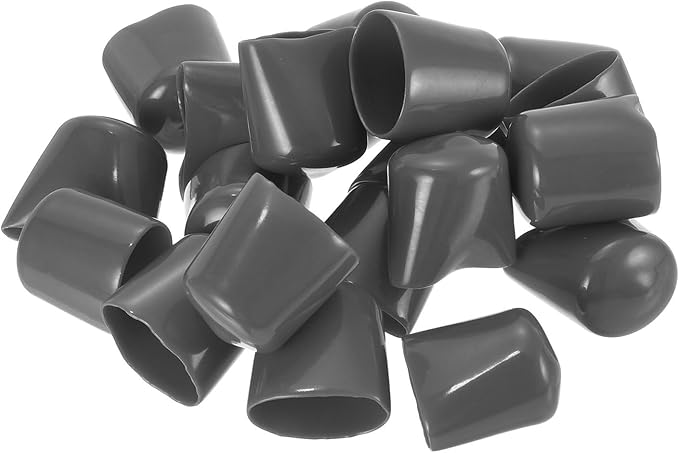 uxcell 20pcs Rubber End Caps 22mm ID Vinyl PVC Round Tube Bolt Cap Cover Screw Thread Protectors Dark Grey