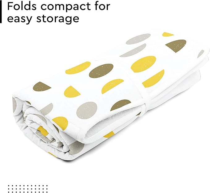 Encasa XO Ironing Mat/Pad (Large 48"x28") with 3mm Padding & Silicone Iron Rest for Steam Pressing on Tabletop or Bed - Heat Resistant, Portable, Quilting & Travel Blanket - Yellow Moon