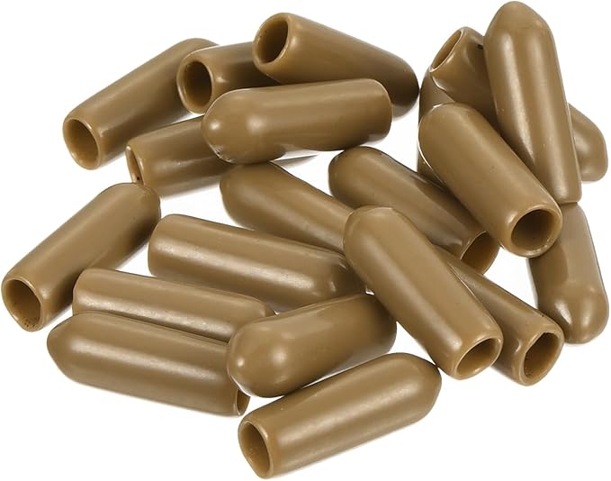 uxcell 20pcs Rubber End Caps 4mm(3/16") ID Vinyl PVC Round Tube Bolt Cap Cover Screw Thread Protectors Light Brown
