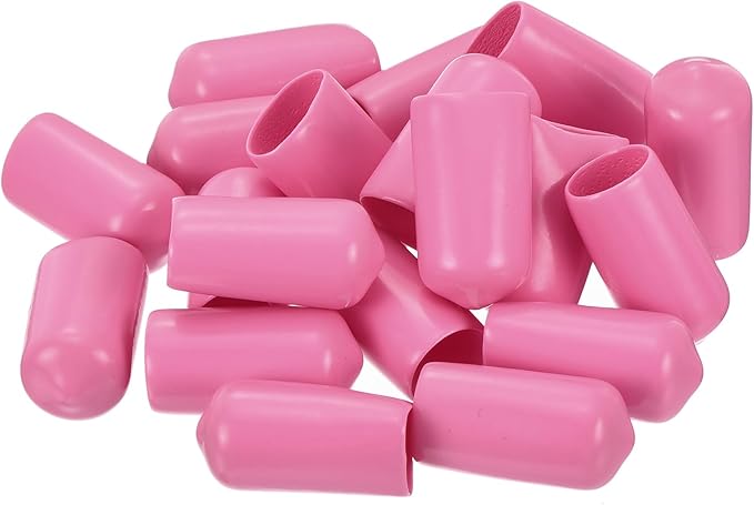 uxcell 20pcs Rubber End Caps 10mm(3/8 inch) ID Vinyl PVC Round Tube Bolt Cap Cover Screw Thread Protectors Pink