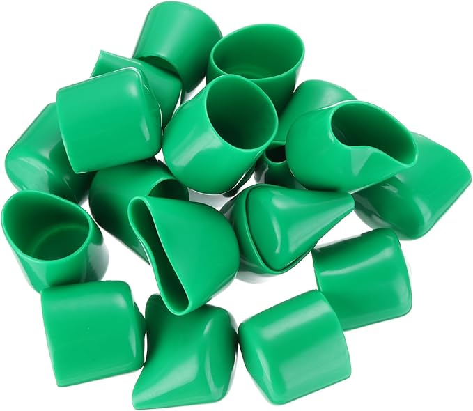 uxcell 20pcs Rubber End Caps 33mm(1 5/16") ID Vinyl PVC Round Tube Bolt Cap Cover Screw Thread Protectors Dark Green