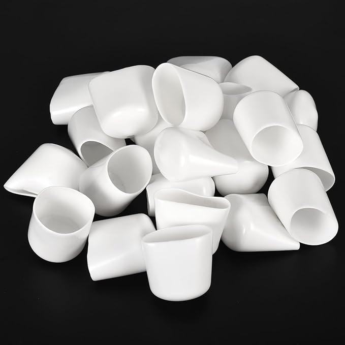 uxcell 20pcs Rubber End Caps 27mm ID Vinyl Round End Cap Cover Screw Thread Protectors White