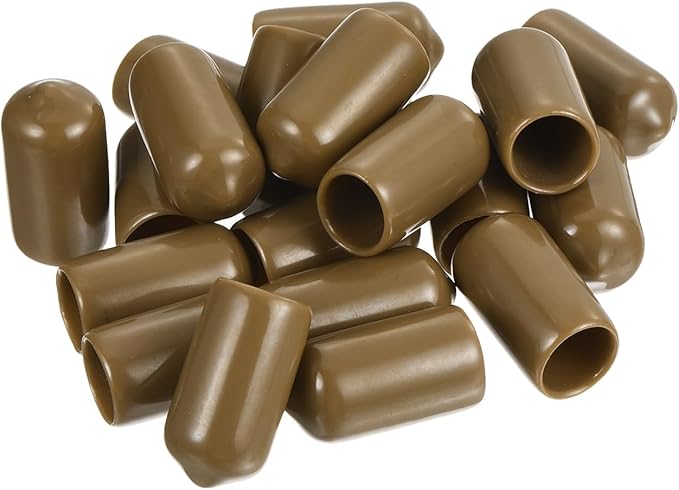 uxcell 20pcs Rubber End Caps 10mm(3/8") ID Vinyl PVC Round Tube Bolt Cap Cover Screw Thread Protectors Light Brown