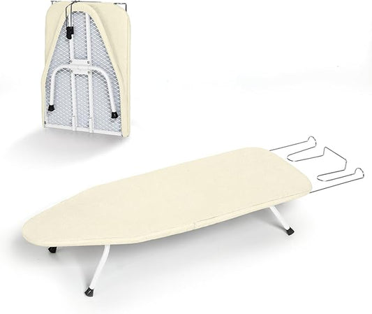 Metal Small Ironing Board Tabletop 31x12, RAINHOL Countertop Mini Iron Board Foldable with Cotton Cover and Pad, Portable and Compact for Travel, Dorms and Small Space