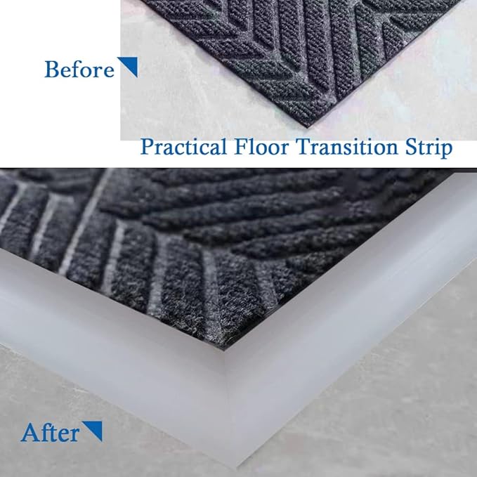 Floor Transition Strip Self Adhesive Carpet & Flooring Transitions Edging Trim Strip PVC Threshold Transitions Suitable for Threshold Height Less Than 3mm (10Ft, Gray)
