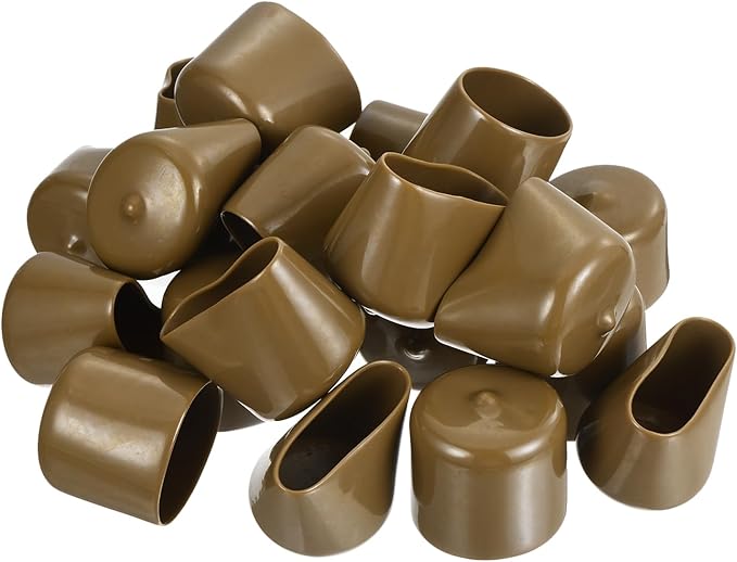uxcell 20pcs Rubber End Caps 34mm ID Vinyl PVC Round Tube Bolt Cap Cover Screw Thread Protectors Light Brown