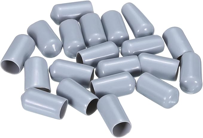 uxcell 20pcs Rubber End Caps 10mm(3/8") ID Vinyl PVC Round Tube Bolt Cap Cover Screw Thread Protectors Grey