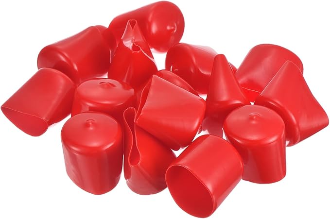 uxcell 20pcs Rubber End Caps 31mm ID Vinyl Round Tube Bolt Cap Cover Thread Protectors Red
