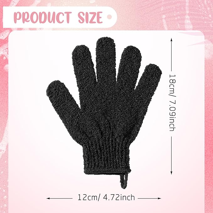 104 Pcs Exfoliating Glove Bulk Shower Gloves with Hanging Loop Exfoliating Body Scrubber Dead Skin Remover for Body Bath Beauty Spa Massage Scrubs Men Women Bathing(Black)