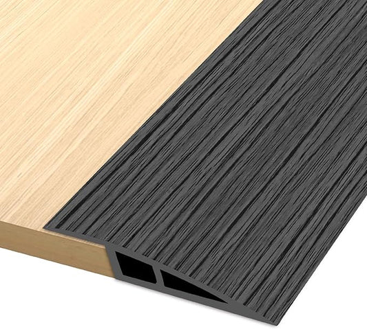 Vinyl Door Threshold Flooring Transition Strip Self Adhesive Carpet Edging Strip for Laminate Doorway Edge Threshold from 3/5" to 4/5" (Dark Gray Wood Grain, 10 Ft)