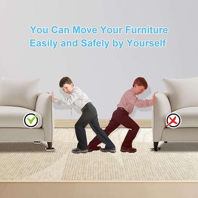 Upgrade Furniture Sliders, Furniture Sliders for Carpets, 4 PCS 4.3" Moving Pads with Anti-Slip Groove, Furniture Moving Sliders for Easy Move Bed Couch Tables Cabinet Heavy Duty, Protect Carpets