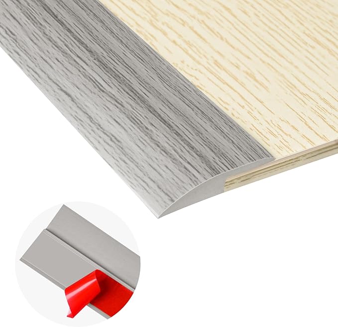 20Ft Carpet Floor Transition Strip, Self Adhesive Floor Edging Trim Strip, PVC Threshold Cover for Doorway, Floor Divider Strip Suitable for Threshold Height Less Than 5 mm - Gray Forest