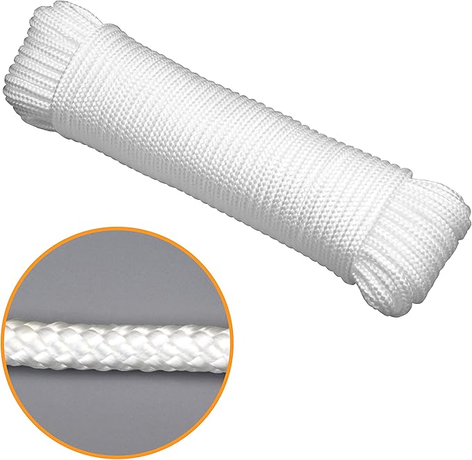 Gardzen 72' x φ1/4" White Rope, UV Resistant Rope for Flag Pole, Clothes line, Camping Tent, Canoes, Tree Work