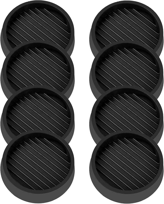 2X2 Round Rubber Caster Cups, Non Slip Furniture Pads, Anti-Slip Gripper, Anti Skid Furniture Feet, Anti Slide Floor Protector for Bed Couch Table Chair Stoppers - (Black, 8 Pack)
