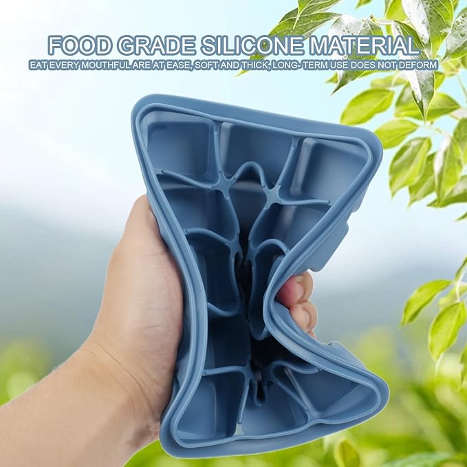Ice Cube Trays with Silicone Lid, 15 Grid Square Ice Tray Easy Release Stackable Ice Cube Mold, 2 Pack (Grey Blue+Green)