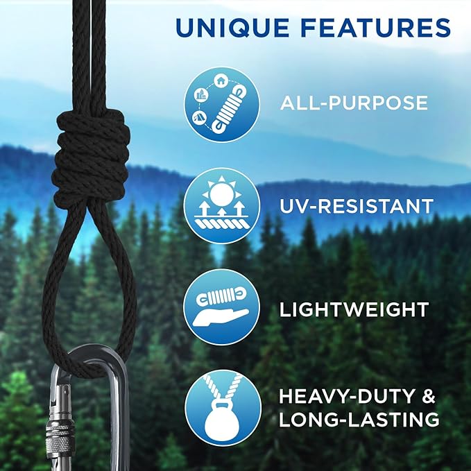 TECEUM Cotton Rope 3/16” (5 mm) – 100 FT – Strong All-Purpose Braided Rope – Natural Cotton – for Crafting, Сamping, Clothes Line, DIY, Indoor & Outdoor Use – Black