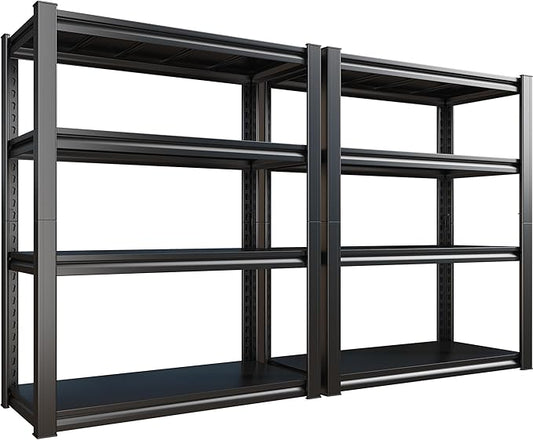 Raybee 40" W Garage Shelving Heavy Duty Storage Shelves 56.9" H Metal Shelving Heavy Duty Load 1600LBS Adjustable Metal Shelves for Storage for Pantry Kitchen 40" W x 19.1" D x 56.9" H 2 Pack