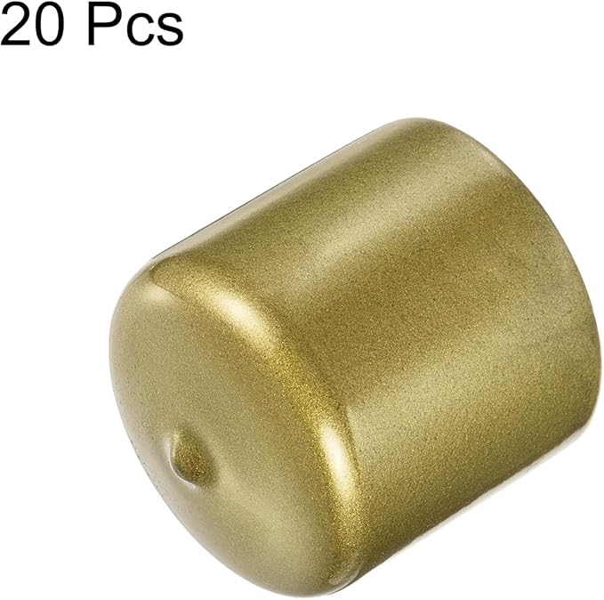 uxcell 20pcs Rubber End Caps 1 5/8"(41mm) ID Vinyl Round Tube Bolt Cap Cover Thread Protectors Gold