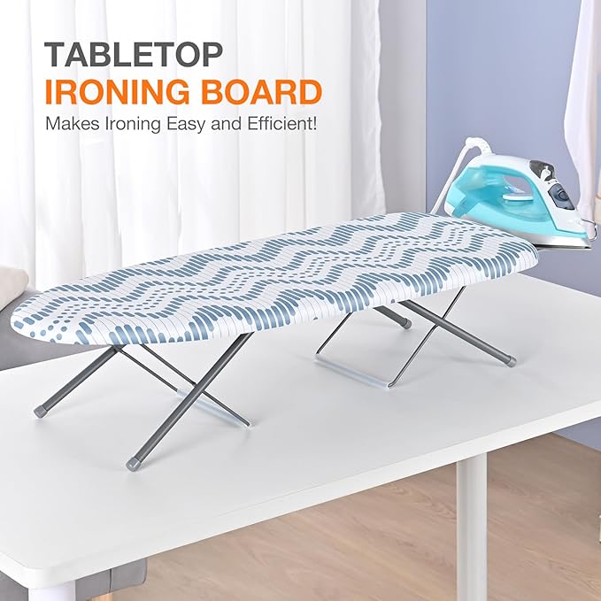 APEXCHASER Tabletop Ironing Board with Iron Rest, Small Ironing Board, Extra Thick Cover, Portable Tabletop Ironing Board with Non-Slip Feet for Home Travel Use