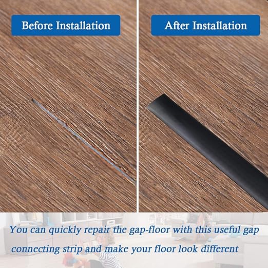 Floor Transition Strip Self Adhesive Floor Cover Strips Laminate 2" Wide Vinyl Flat Divider Transitions (5cm, 6.56Ft, Black)