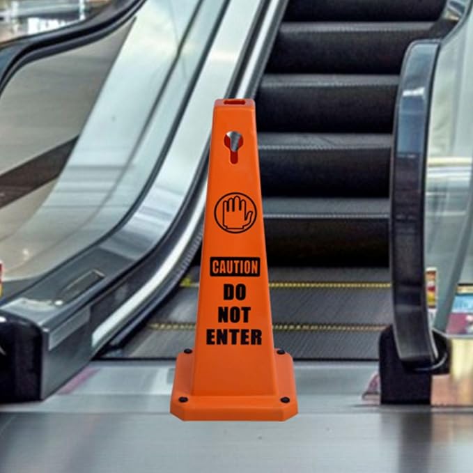 8-Pack 26.5" Caution Cones, 4-Sided Visible Safety Signs with Heavy Rubber Base, Warning for Slip & Fall Prevention, Indoor/Outdoor Use (Orange, 8Pcs-Do Not Enter)