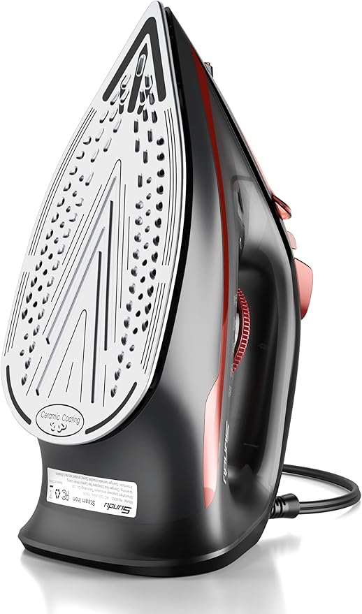 Irons Steamer for Clothes, Non-Stick Ceramic Soleplate, 500 Microsteam Holes, Powerful Steam Iron, Lightweight, Auto shutoff, Self-Cleaning, 12.31oz Water Tank Ironing Clothes for All Fabrics