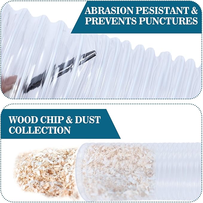 3 Inches 30 ft PVC Dust Collection Hose with Stainless Steel Hose Clamps Set Flexible Clear Vacuum Hose Puncture Resistant Fume Hose for Vacuums Cleaner Fume Dust Collection System (White)